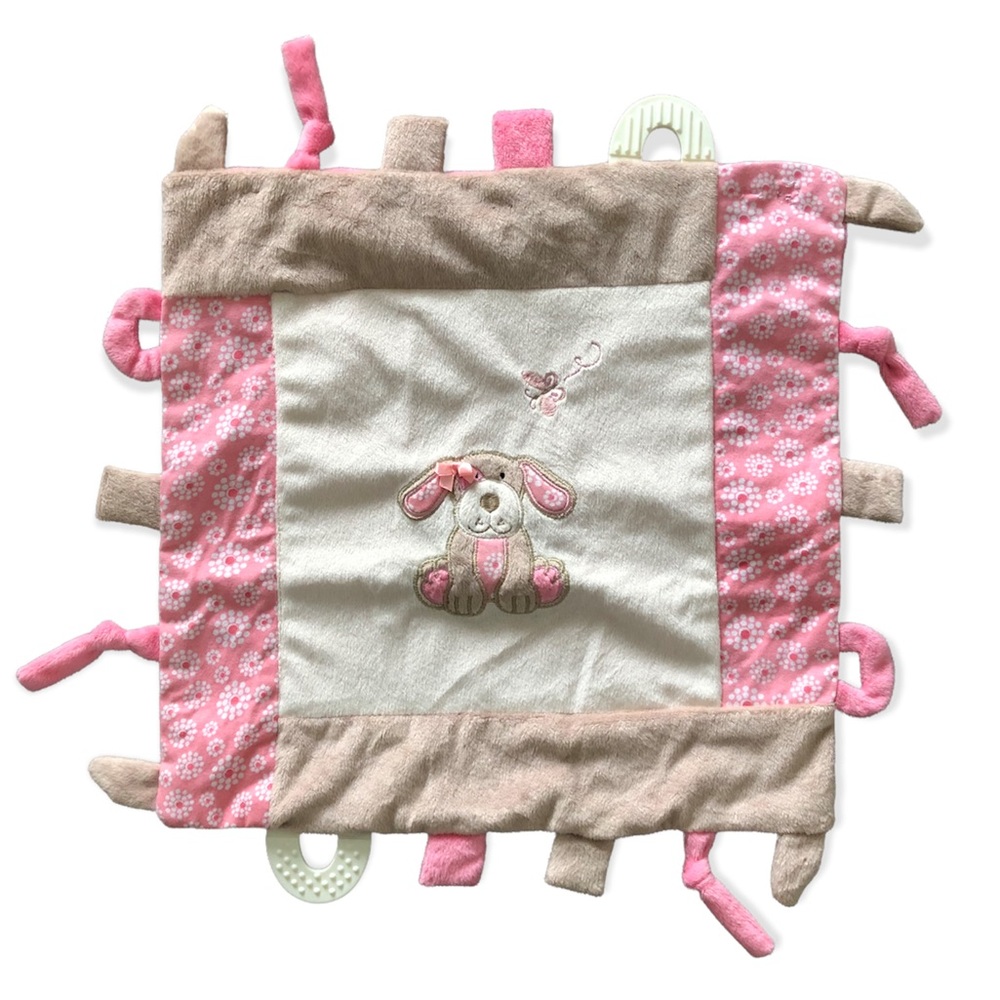 Puppy Dog Plush Security Blanket • Pink/Beige/Tan • Lovey • OS